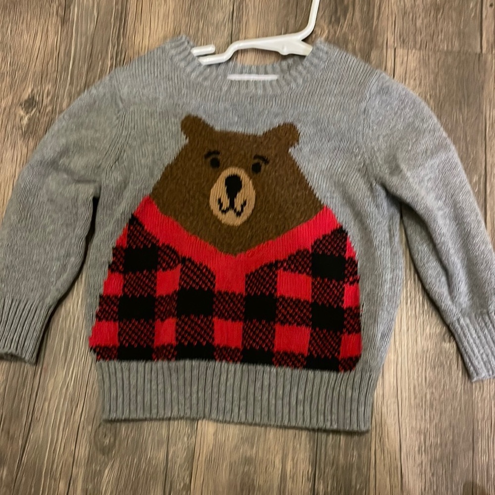 Wool plaid bear Sweater old navy size 2t-3t